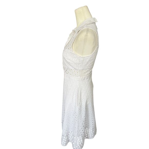 Guess White Eyelet Lace Cutout Sleeveless Summer Fit and Flair Cotton Dress Sz 6 - Picture 6 of 16